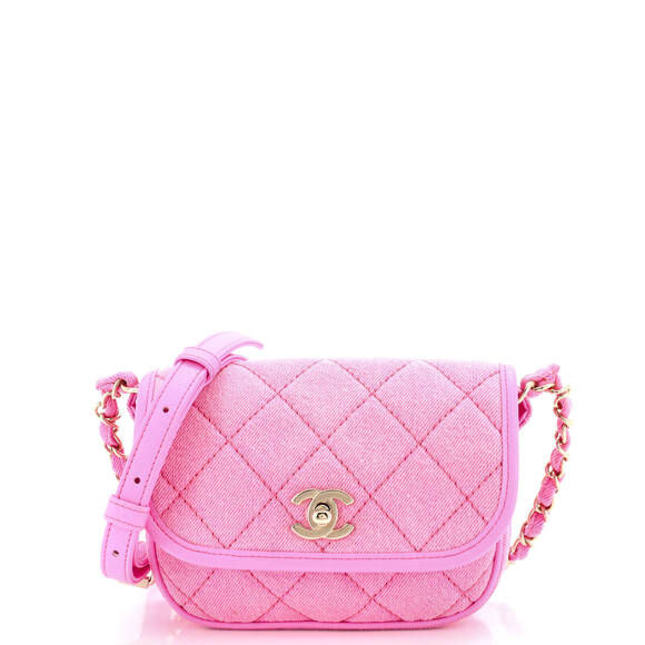 Chanel Handbags - Chanel Small Flap Messenger Bag Quilted Denim